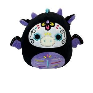 Squishmallow, Phylo, 8" Day of the Dead Painted Dragon black purple, NWT